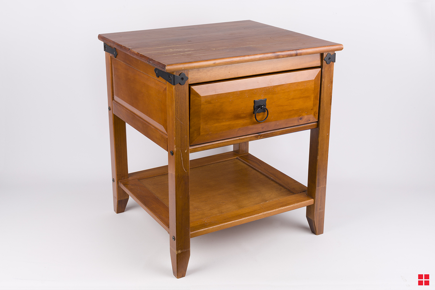 Brown wooden end table. 