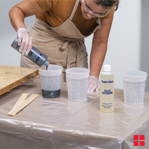 Pouring Varathane Tinted Super Glaze Base Into Clean Cup