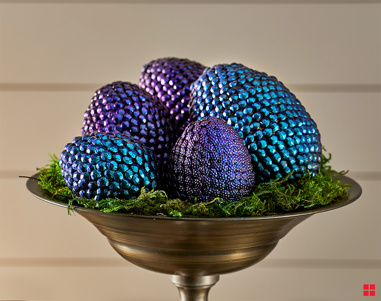 Bowl of spray painted dragon eggs.