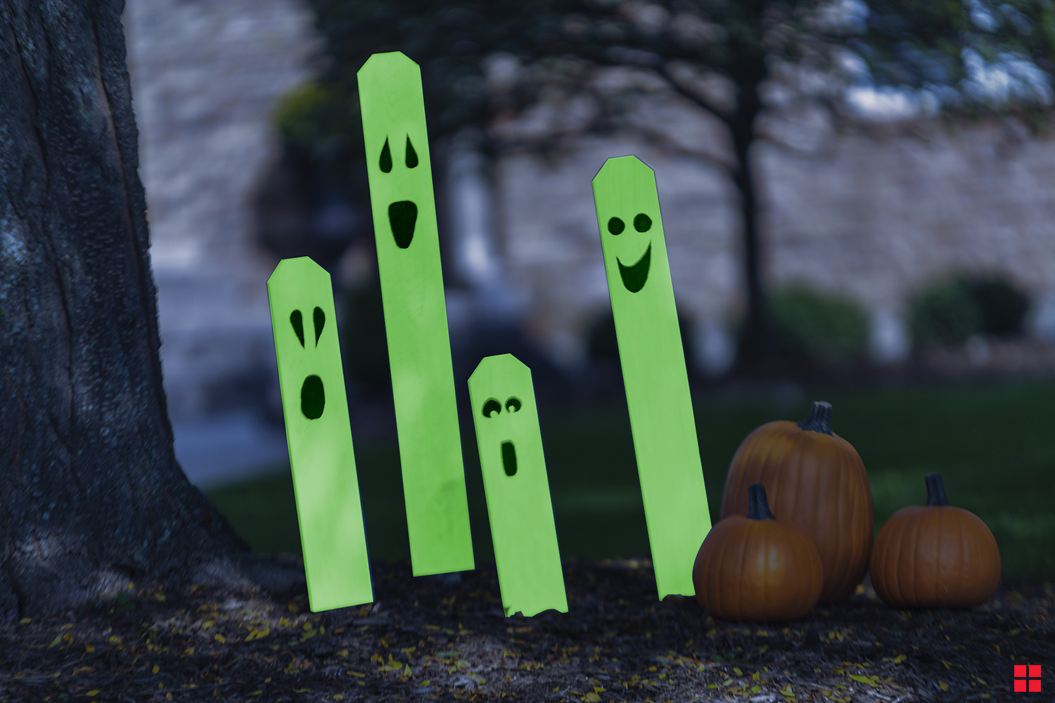 Glow-in-the-Dark Fence Post Ghosts