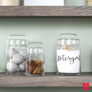 After Labeled Laundry Detergent Glass Jar