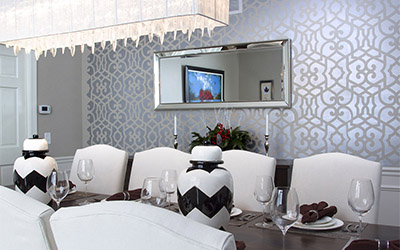 Wall painted with a stencil pattern