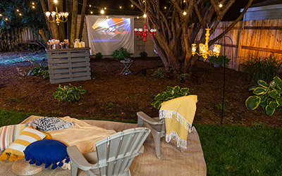 Solar Chandeliers in backyard