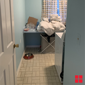 DIY Painted Linoleum Laundry Room Floor