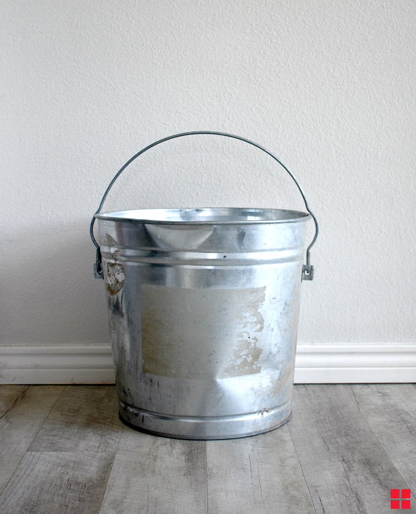 Old silver metal bucket.